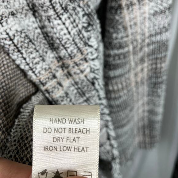 Max Studio 1X Open Front Bouclé Knit Blazer Jacket Tweed Fringe Edge Plaid - Picture 11 of 15